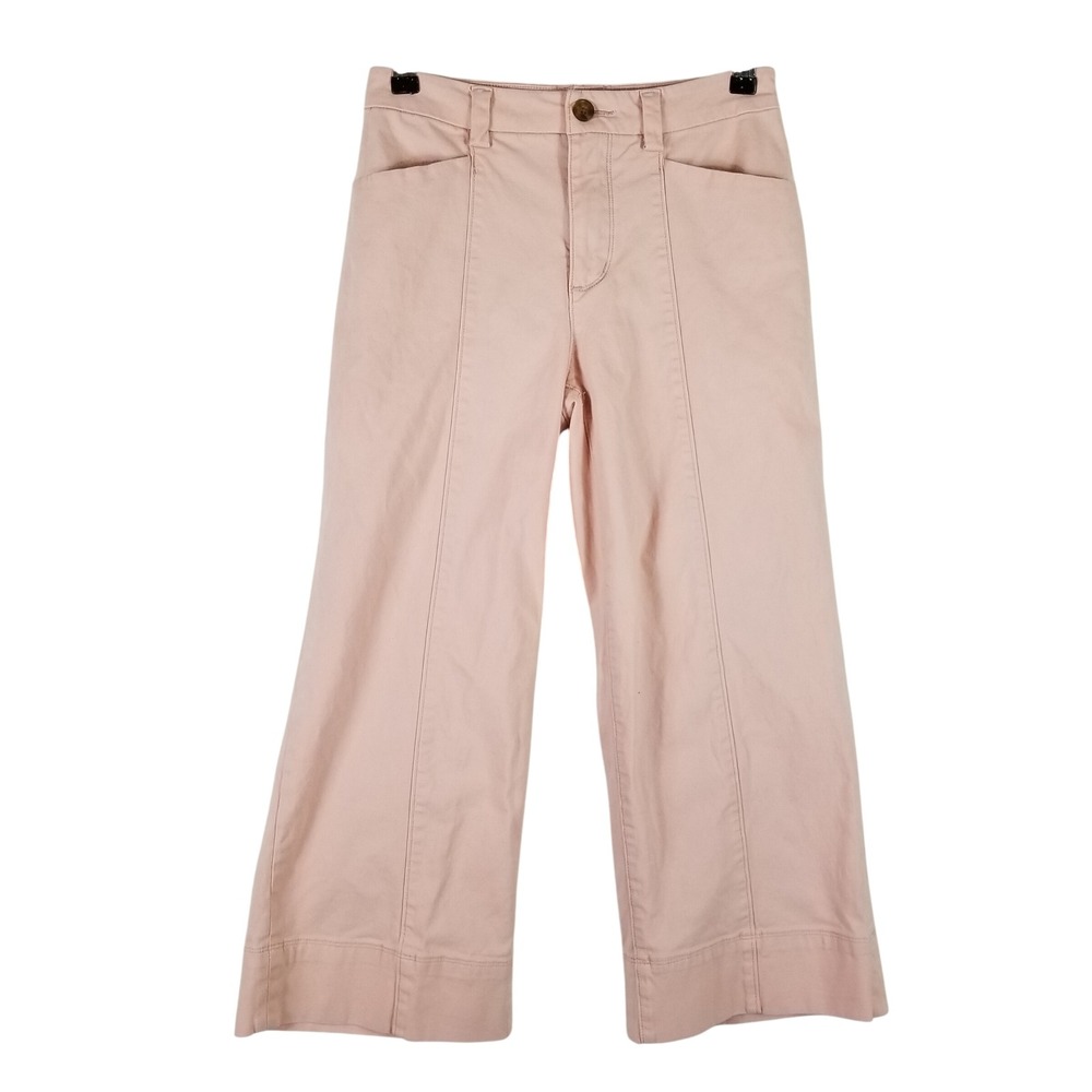 Duluth Trading Co Wide Leg Pants Womens 2 Pink Stretch Cotton Cropped Utility